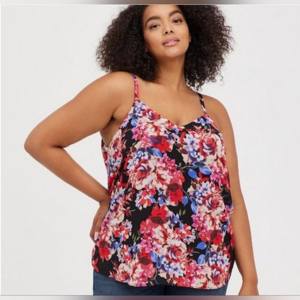 Torrid Sophie Spaghetti Strap V-Neck Floral Top Size 2X